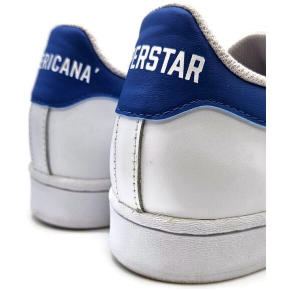 Adidas Superstar White Red Blue Stripe Shoes Ladies Size 9 Shell Toe AC7162 - Picture 14 of 16